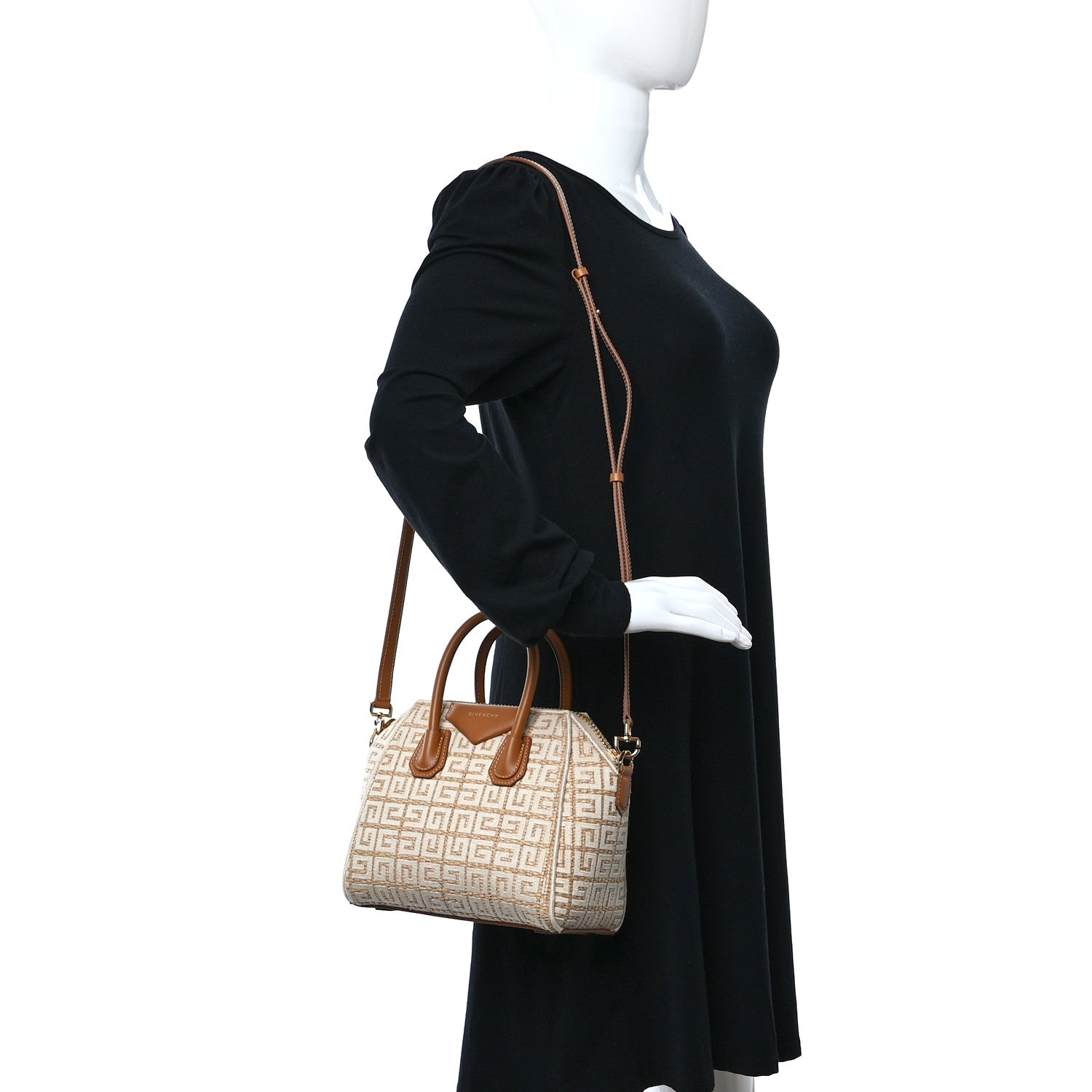Givenchy Raffia Jacquard Fabric 4G Mini Antigona Beige 2 of 8