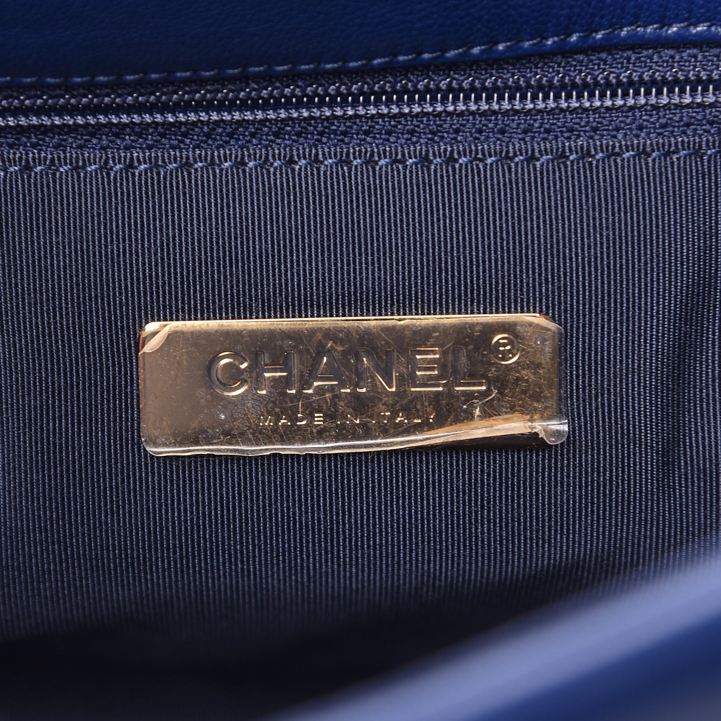 Lambskin Quilted Large 19 Flap Navy Blue