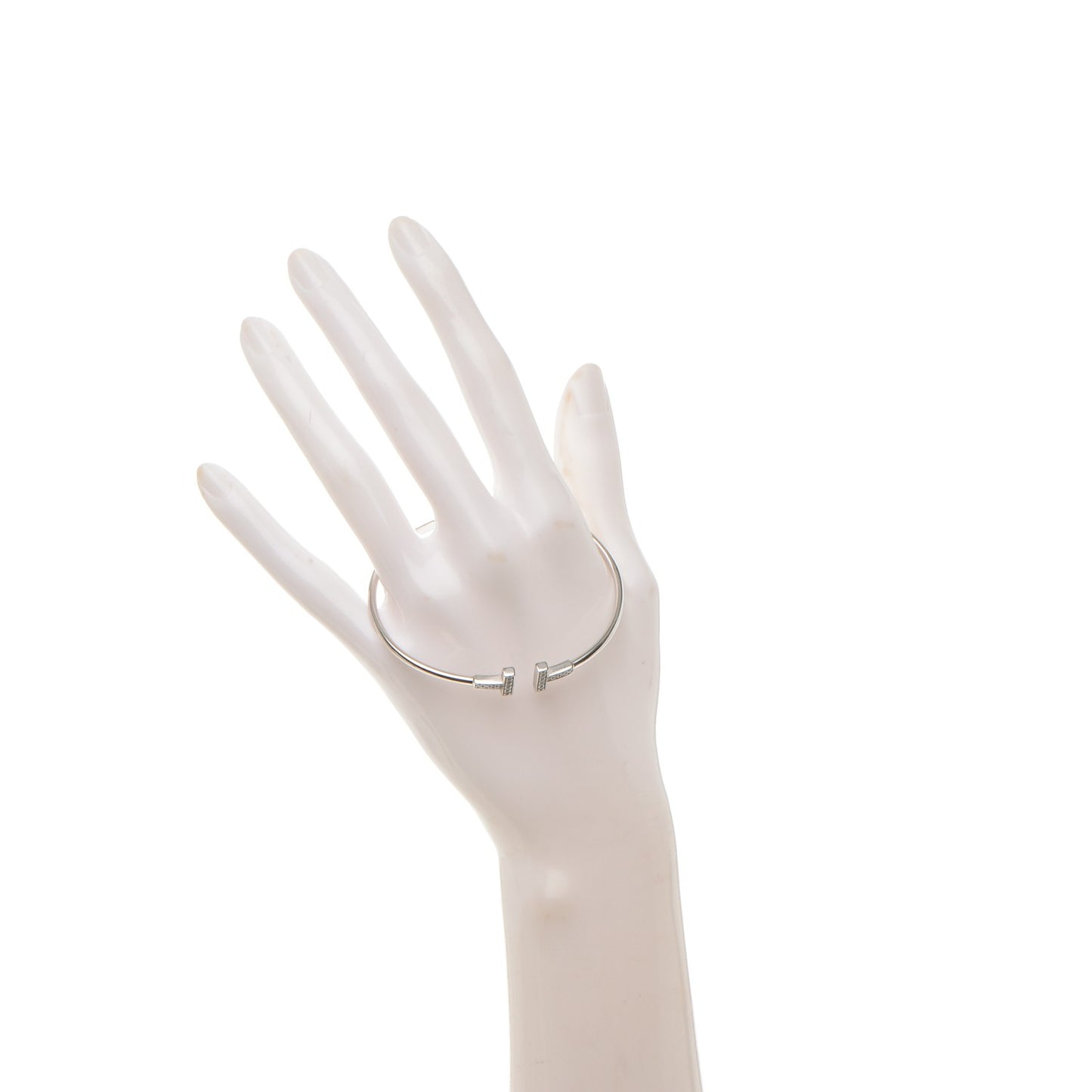 18K White Gold Diamond T Wire Bracelet