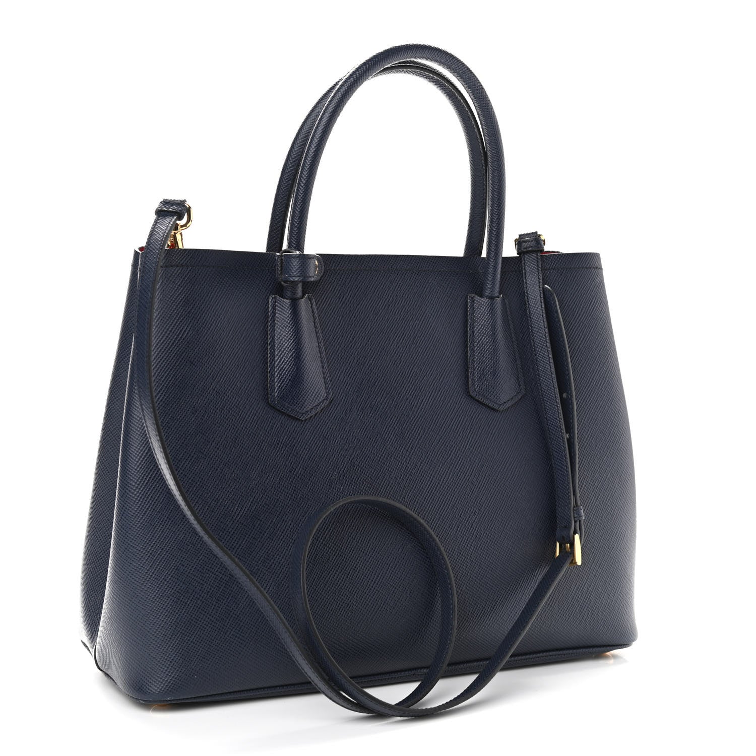 Prada Saffiano Cuir Medium Double Bag Baltico 3 of 13