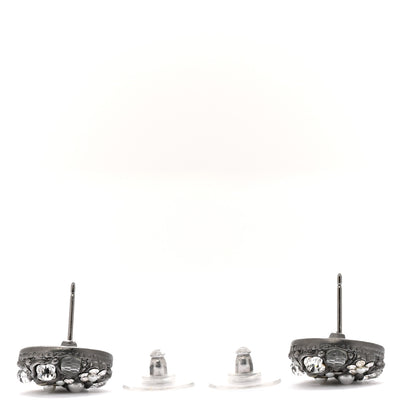 Chanel Pearl Crystal CC Camellia Cluster Drop Earrings Dark Silver 3 of 5
