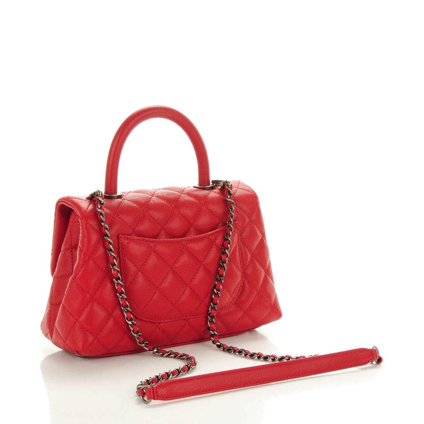 Caviar Quilted Mini Coco Handle Flap Red