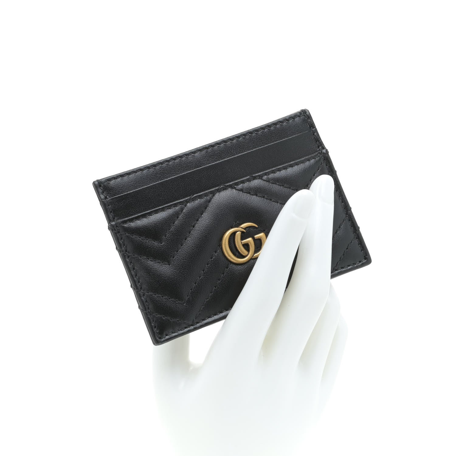 Gucci Calfskin Matelasse GG Marmont Card Holder Black 3 of 17