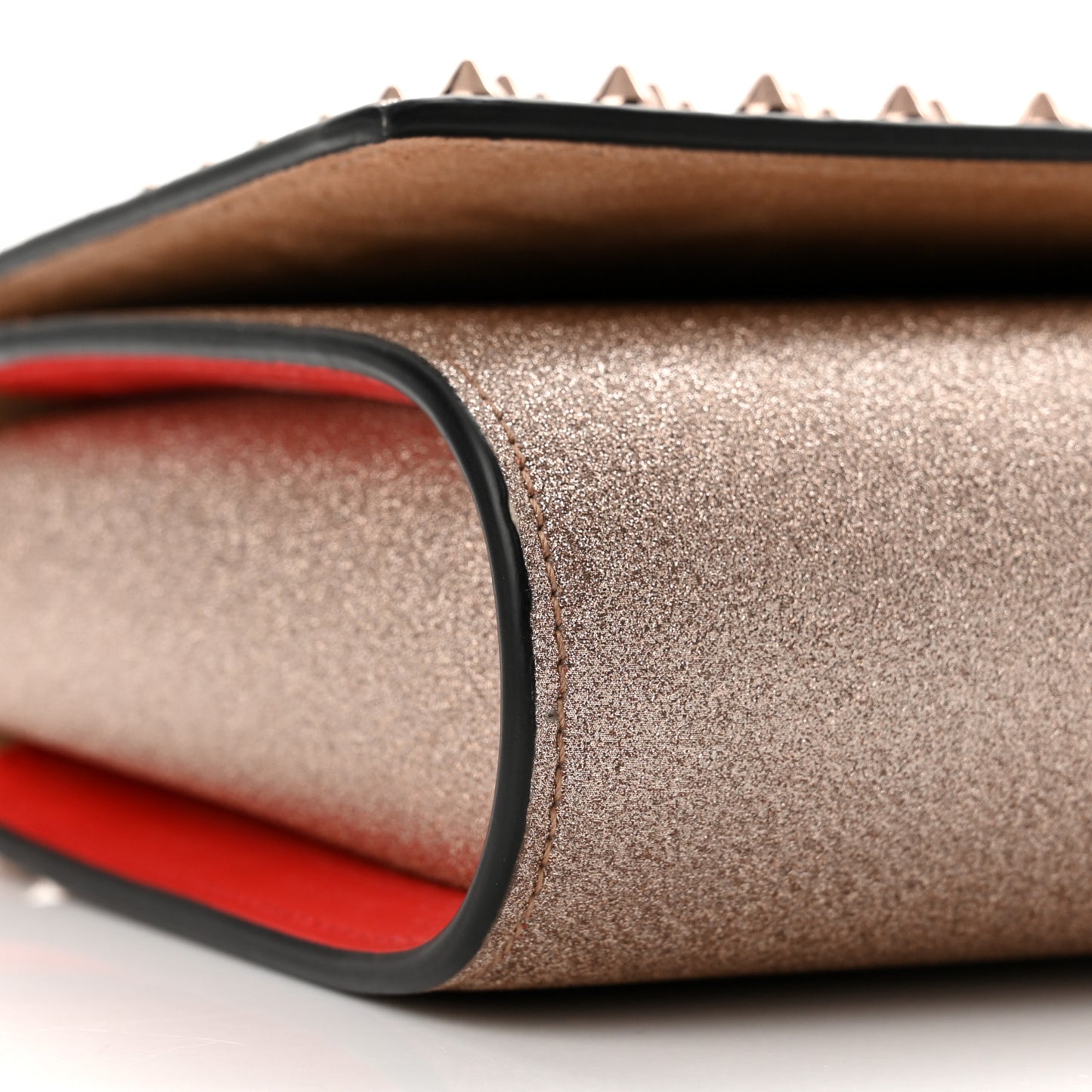 Metallic Calfskin Glitter Spikes Multimetal Paloma Clutch Rose Gold
