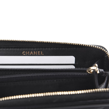 Chanel Caviar Quilted Medium Filigree Zip Around Wallet Black 5 of 7