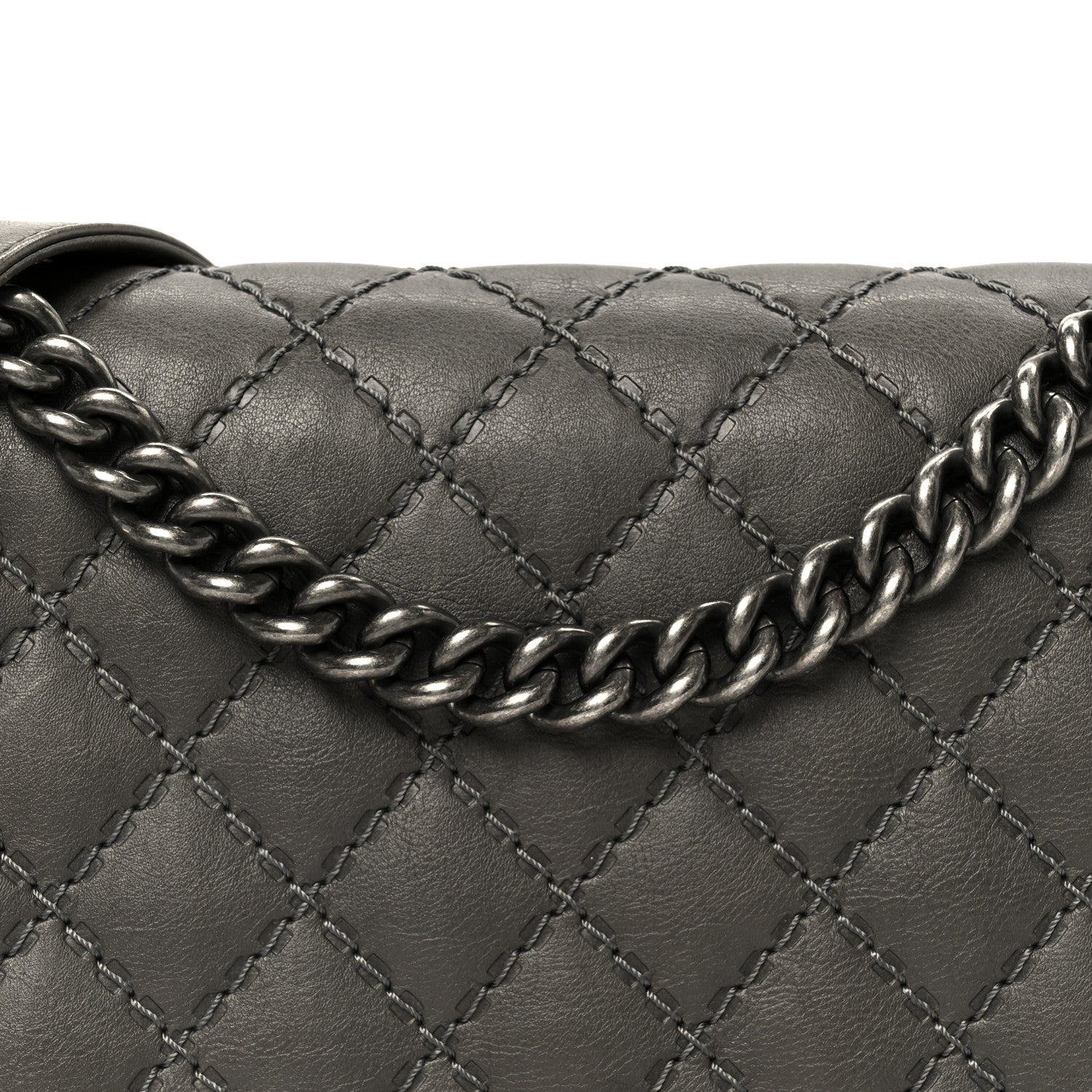 Chanel Calfskin Double Stitch New Medium Boy Flap Grey 7 of 10