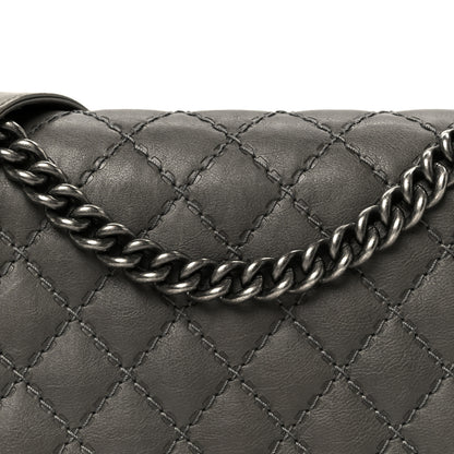 Chanel Calfskin Double Stitch New Medium Boy Flap Grey 7 of 10