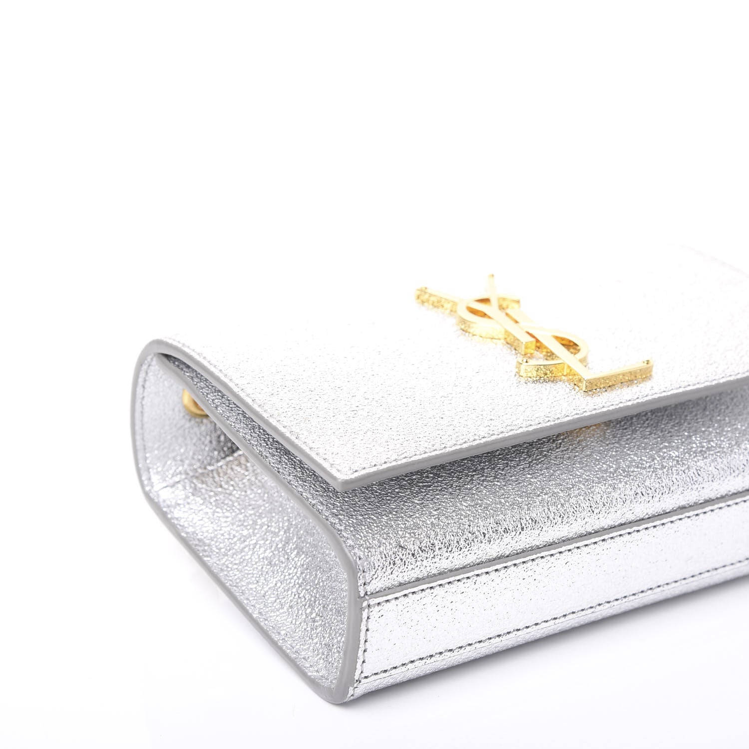 Saint Laurent Metallic Calfskin Small Classic Monogram Kate Satchel Pale Gold 5 of 8