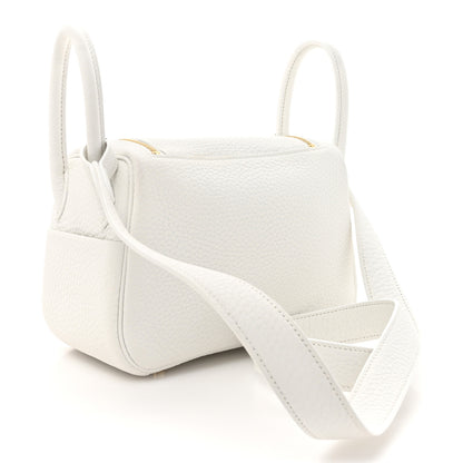 Hermes Taurillon Clemence Mini Lindy 20 New White 3 of 11