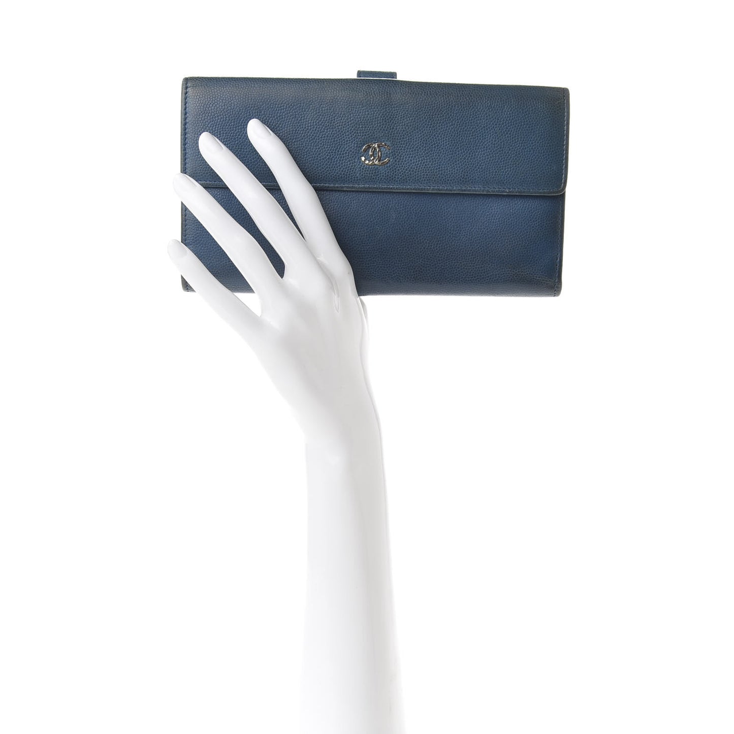 Caviar Sevruga CC Long Flap French Wallet Blue