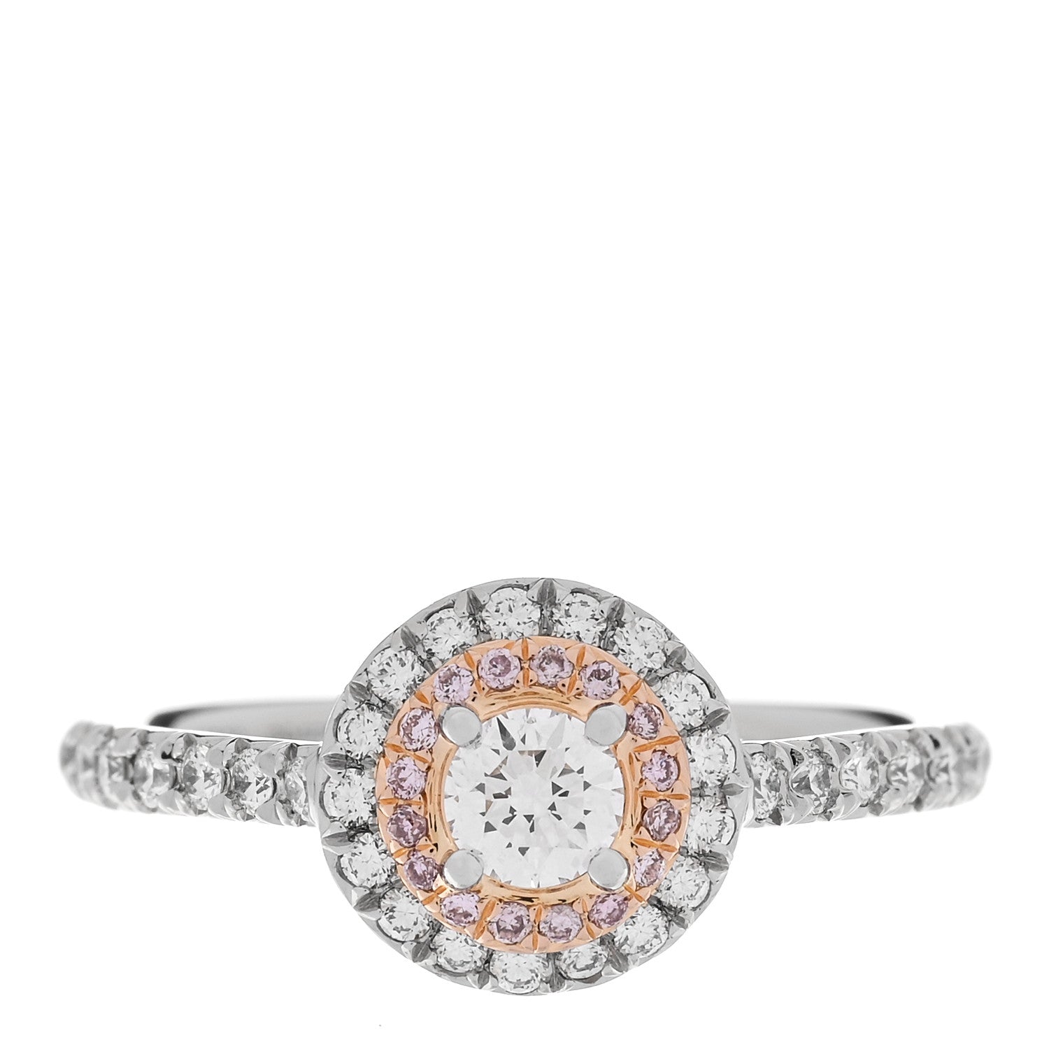 Tiffany Platinum 18K Rose Gold Pink Diamond Soleste Engagement Ring 49 4.75 1 of 6