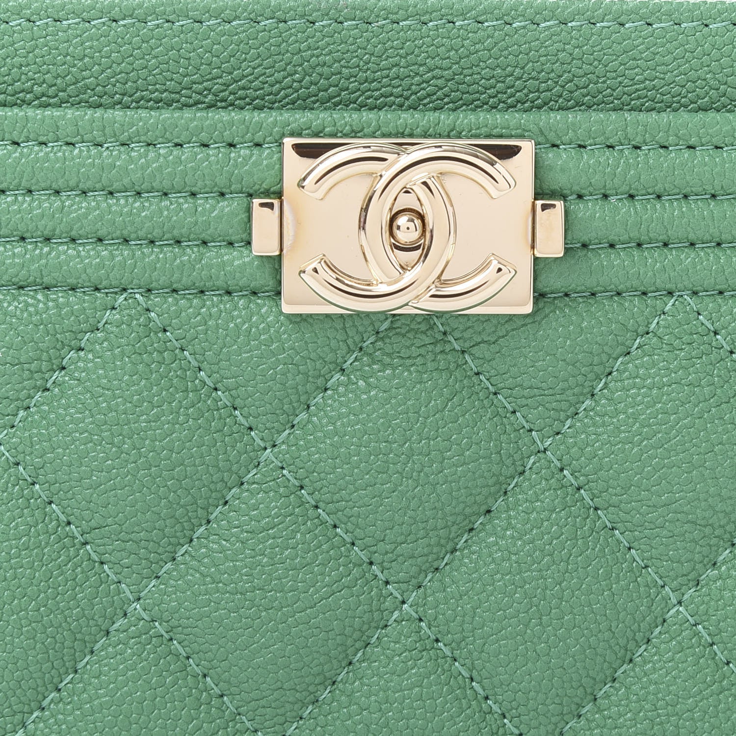 Chanel Caviar Quilted Boy Card Holder Green 9 of 11