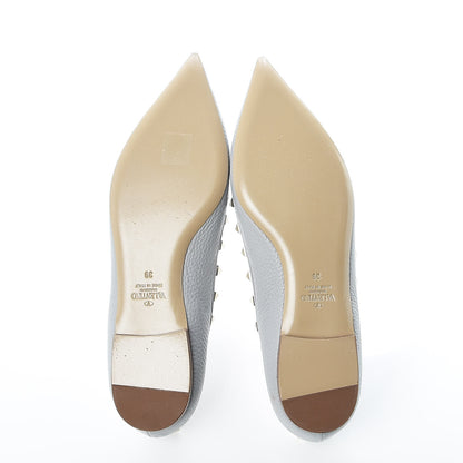 Valentino Garavani Pebbled Calfskin Rockstud Ballerina Flats 39 Opal Grey 5 of 7