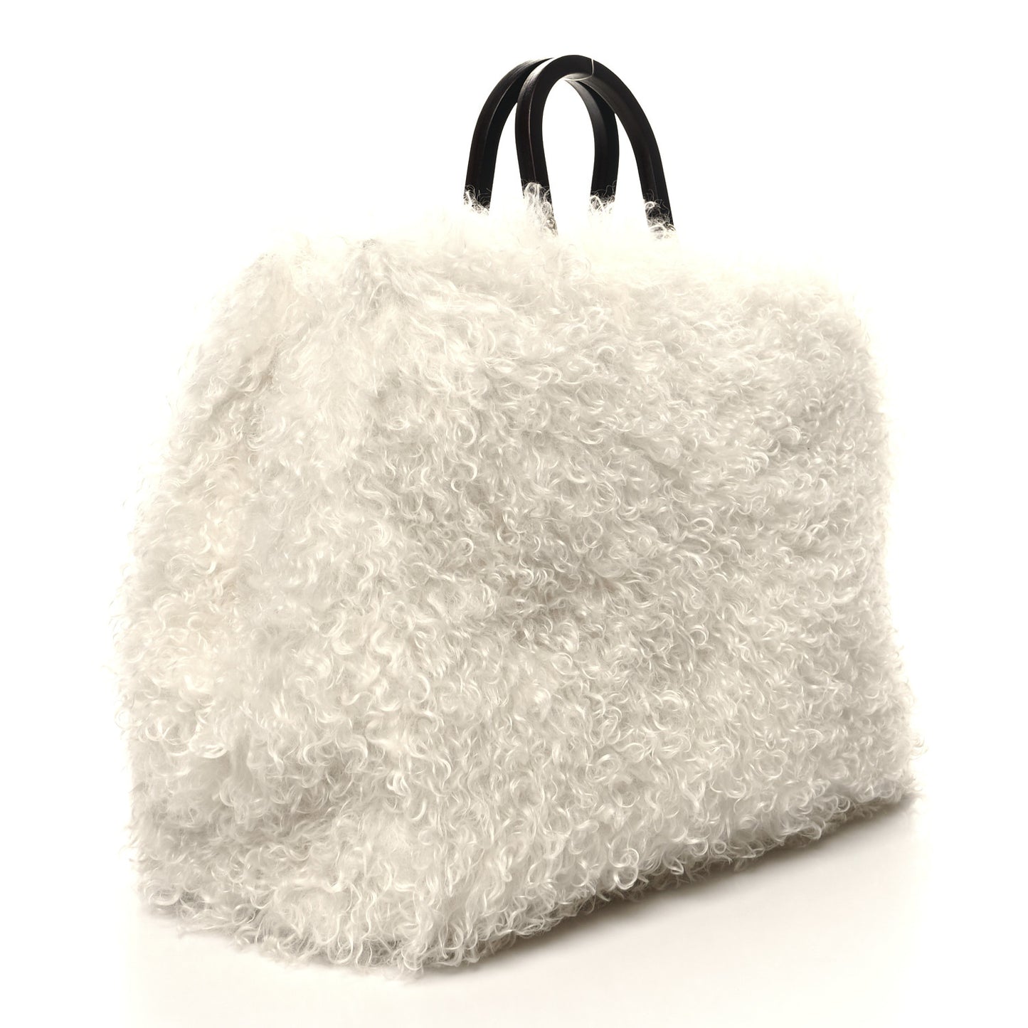 Mohair Vitello Aura Logo Large Fendi Sunshine Shopper Tote White Ebano