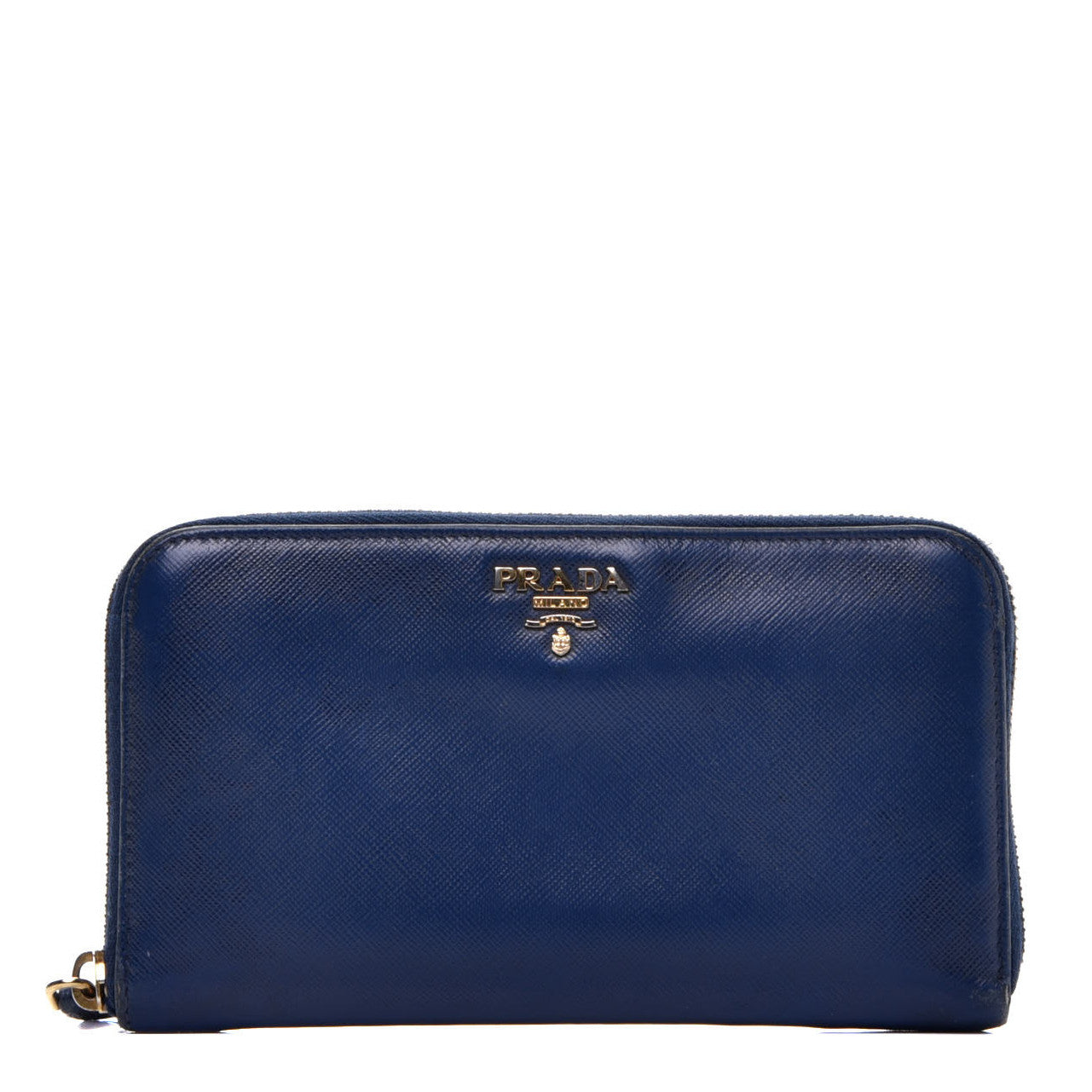 Prada Saffiano Metal Zip Around Wallet Bleuette 1 of 7