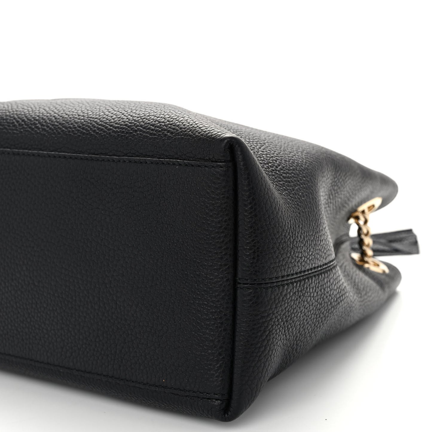 Pebbled Calfskin Medium Soho Chain Shoulder Bag Black