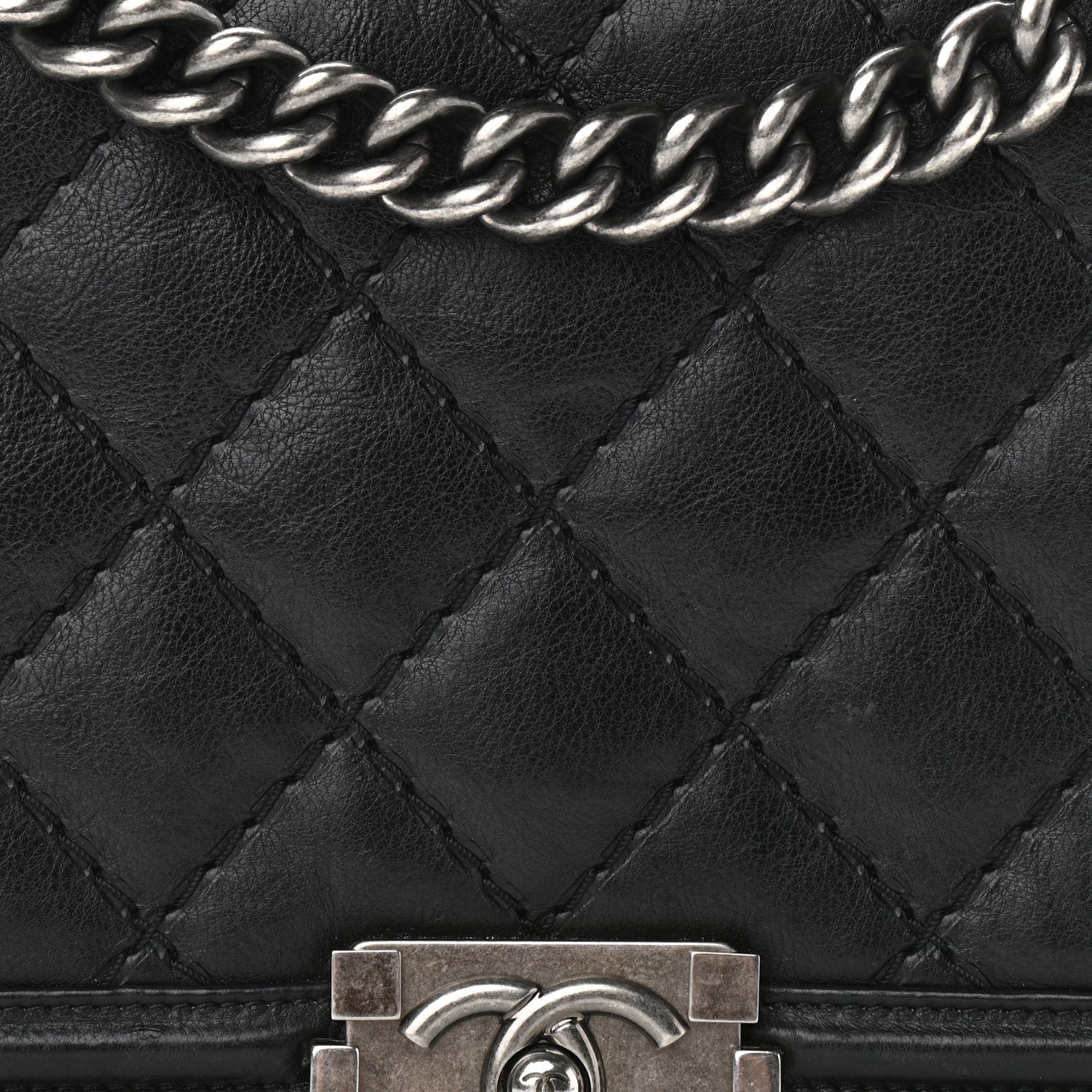 Chanel Calfskin Quilted Double Stitch New Medium Boy Flap Black 11 of 12