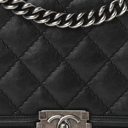 Chanel Calfskin Quilted Double Stitch New Medium Boy Flap Black 11 of 12