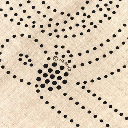 Hermes Cashmere Silk Brandebourgs Points Shawl 140 Naturel Black Vermillon 3 of 4