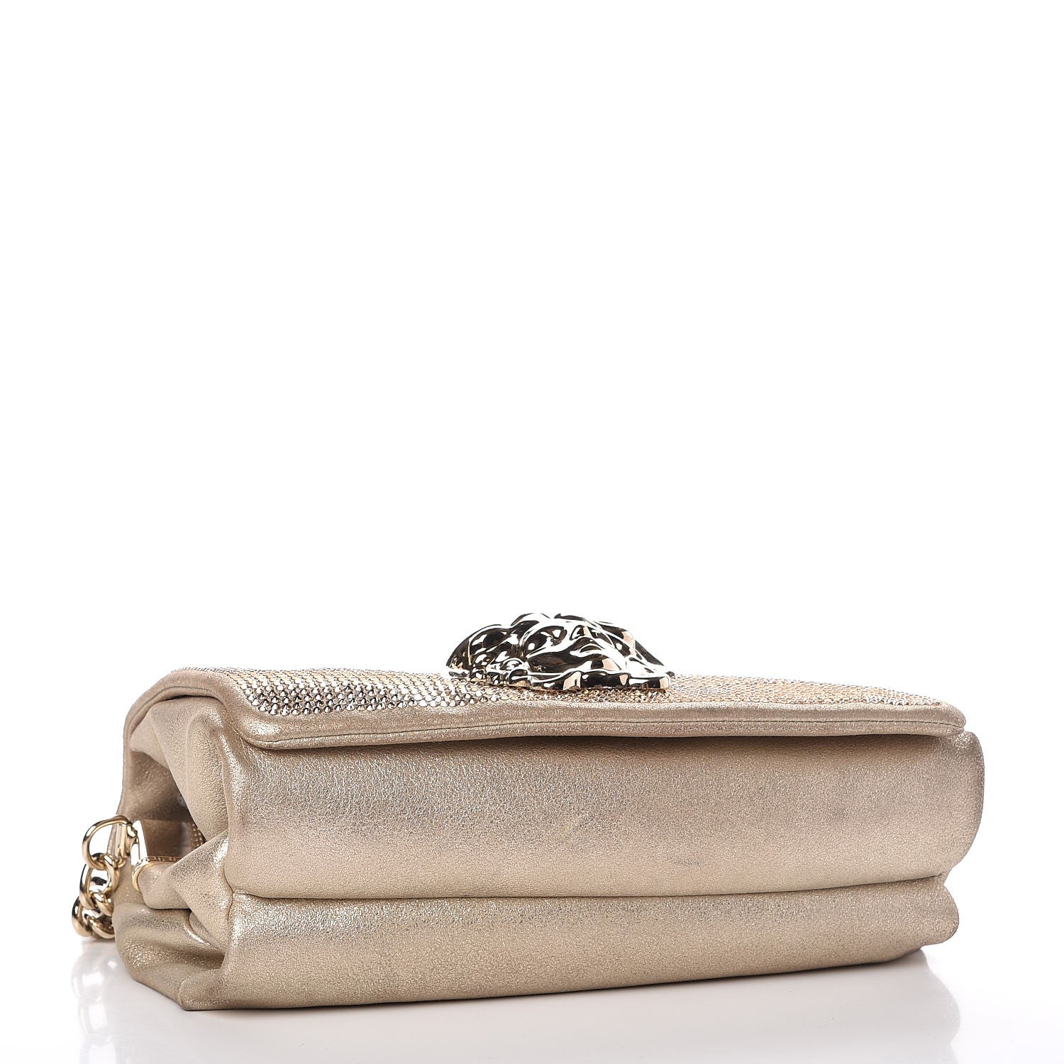 Versace Suede Crystal Medusa Sultan Evening Bag Gold 4 of 10