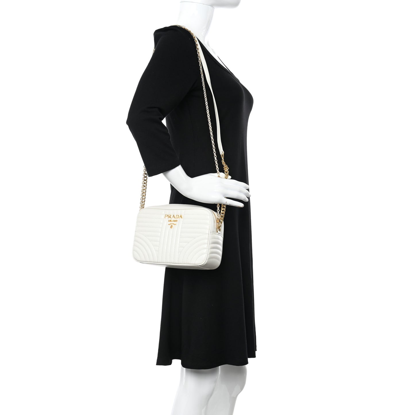 Soft Calfskin Diagramme Crossbody Bag White