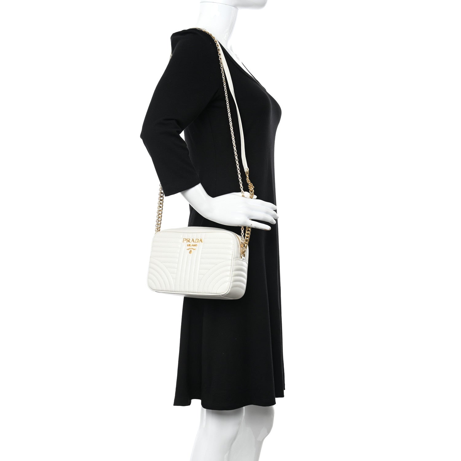 Prada Soft Calfskin Diagramme Crossbody Bag White 2 of 9