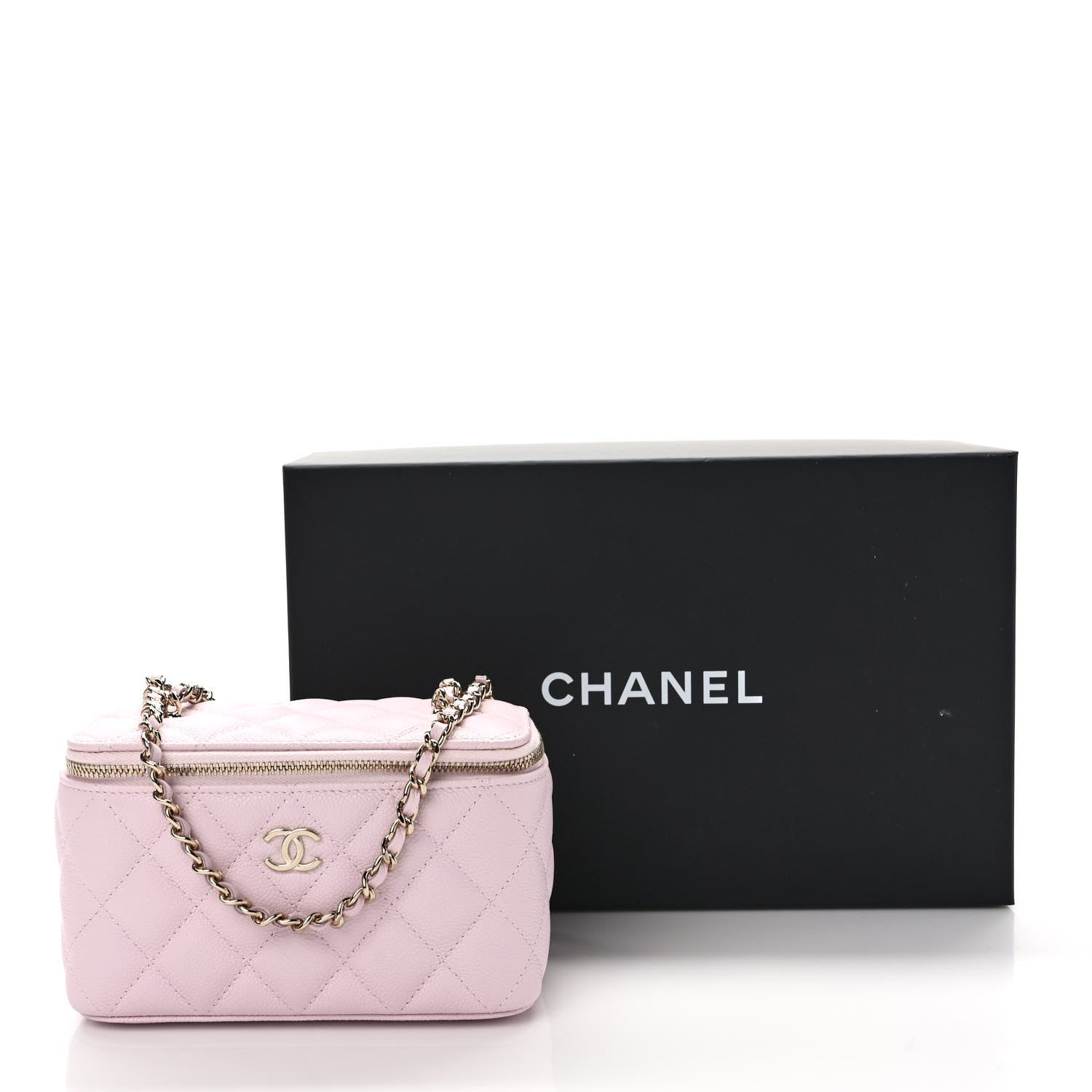 Chanel Caviar Quilted Small Vanity Case With Chain Pink 10 of 10