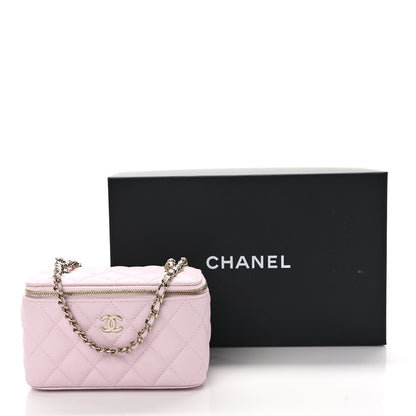 Chanel Caviar Quilted Small Vanity Case With Chain Pink 10 of 10