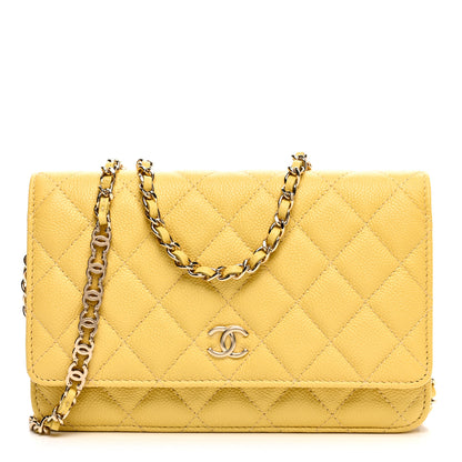 Chanel Caviar Quilted Tiny CC Wallet On Chain WOC Yellow 1 of 11
