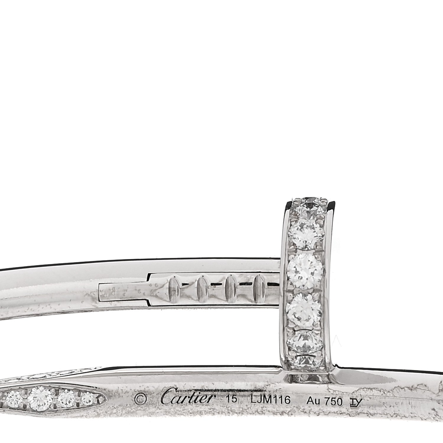 Cartier 18K White Gold Diamond Juste Un Clou Bracelet 15 3 of 5