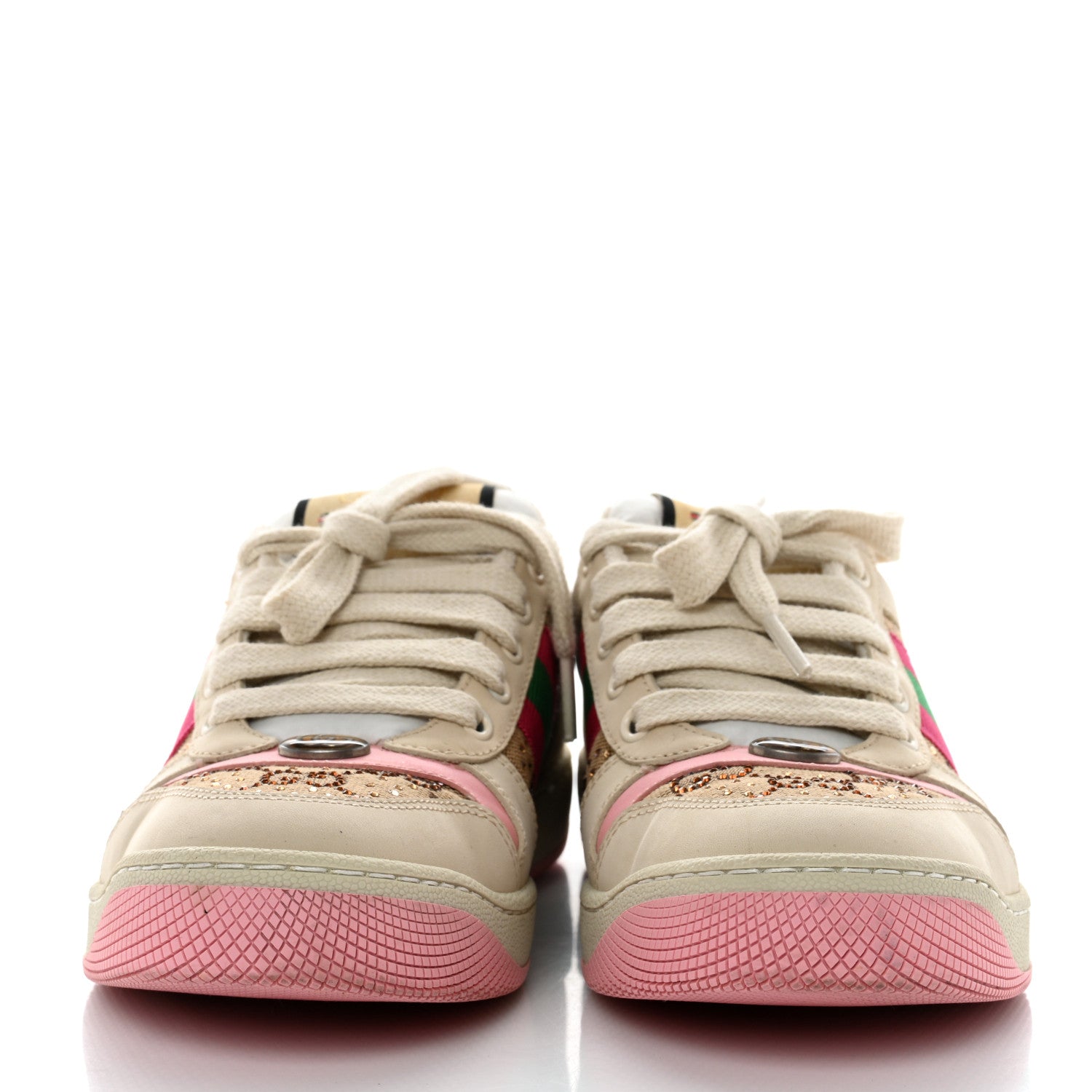 Gucci GG Monogram Nubuck Web Womens Screener Sneakers 37 New Sand Dusty Milk Pink 2 of 9
