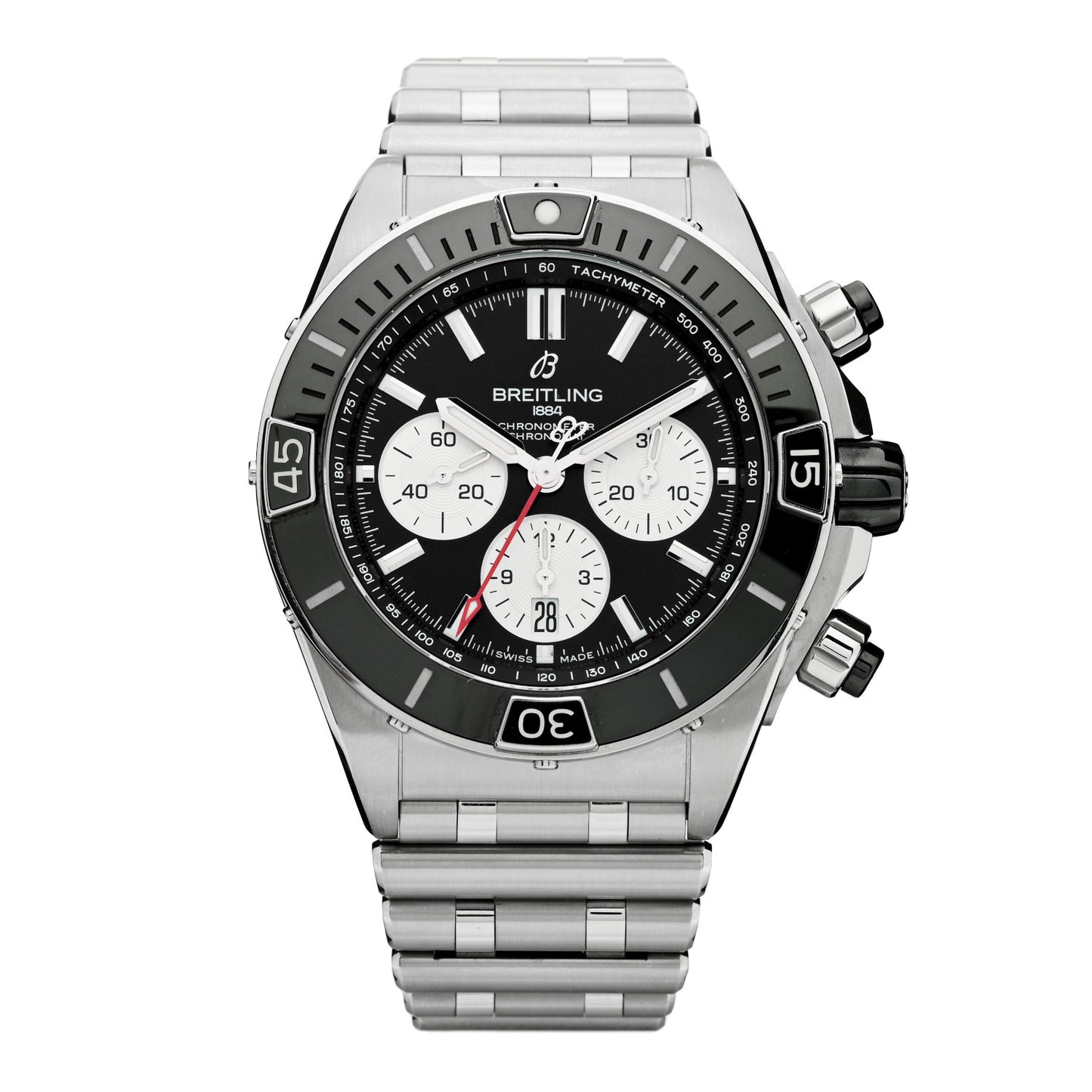 Stainless Steel 44mm Super Chronomat Automatic Watch Black AB0136
