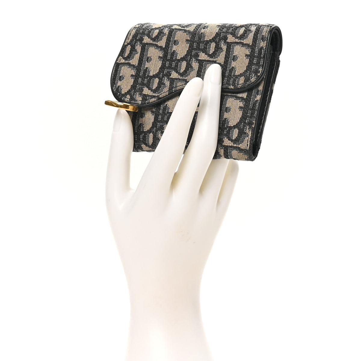 Christian Dior Oblique Saddle Lotus Wallet Blue 2 of 9