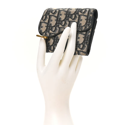 Christian Dior Oblique Saddle Lotus Wallet Blue 2 of 9