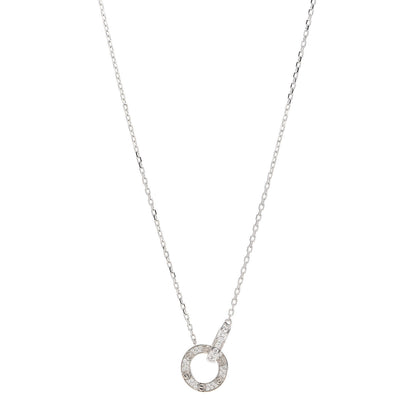 Cartier 18K White Gold Diamond Interlocking LOVE Paved Necklace 1 of 5