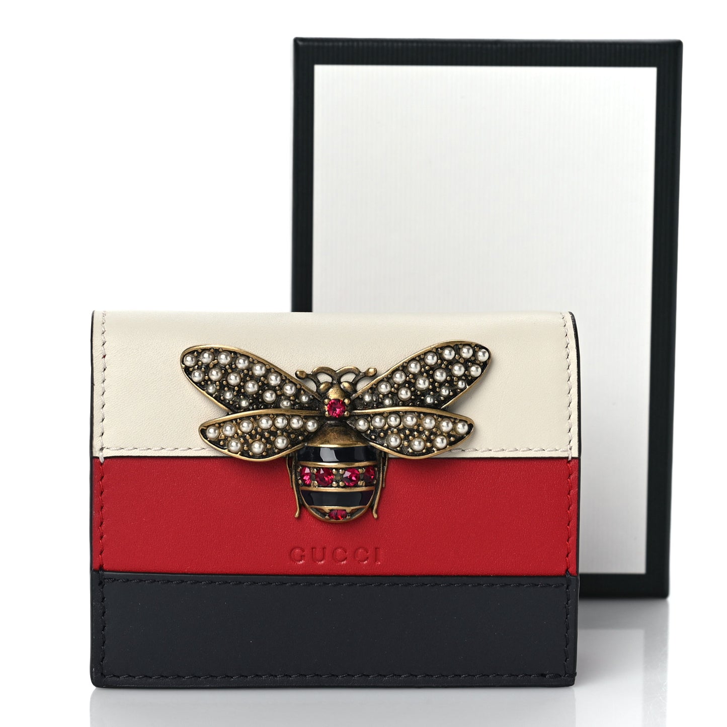 Calfskin Queen Margaret Card Case Wallet Blue Agata Hibiscus Red Mystic White