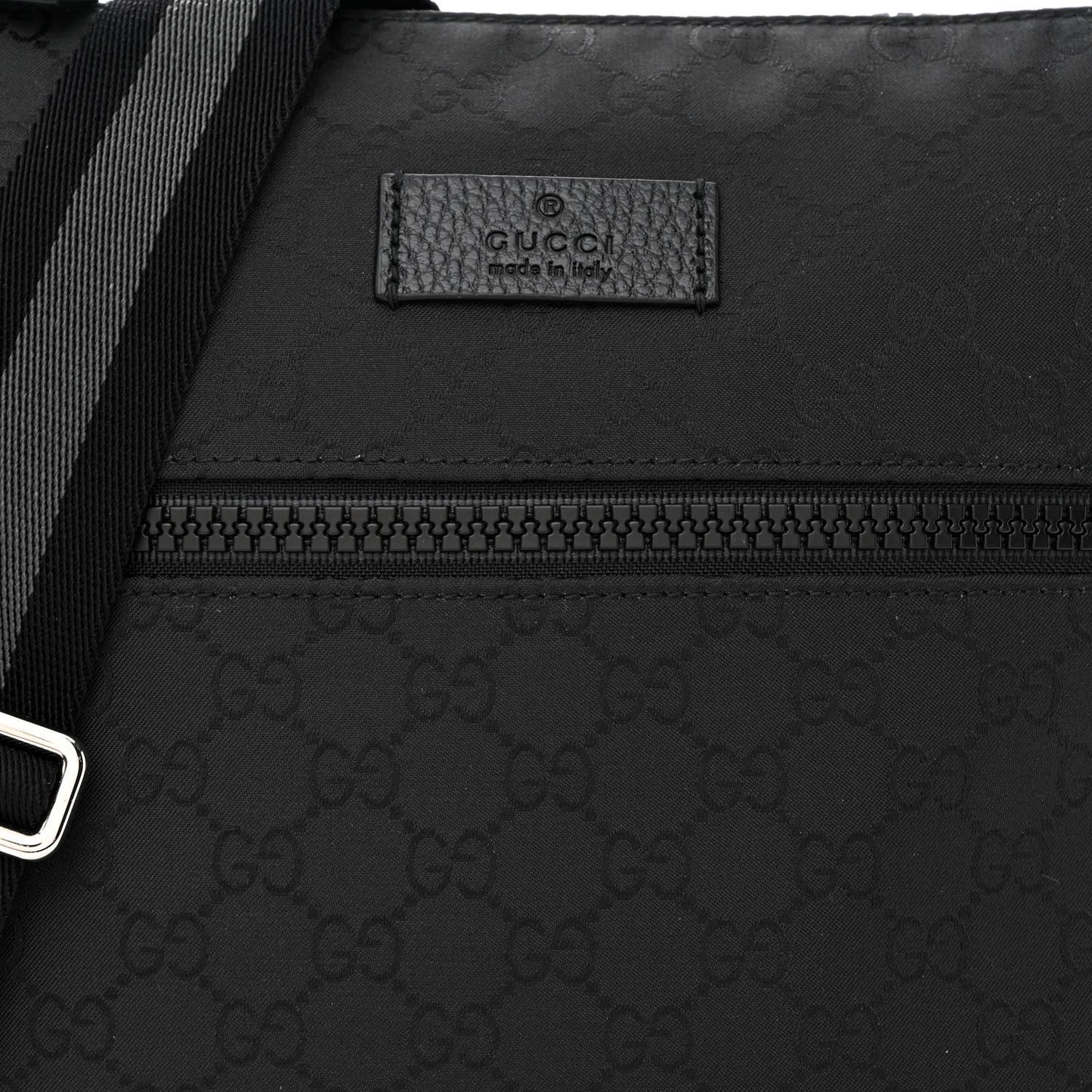 Nylon Monogram Medium Flat Messenger Bag Black