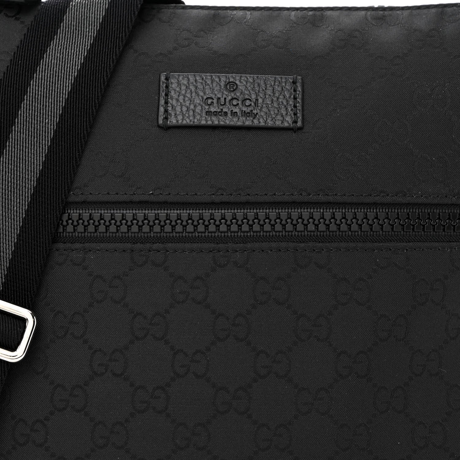 Gucci Nylon Monogram Medium Flat Messenger Bag Black 8 of 12