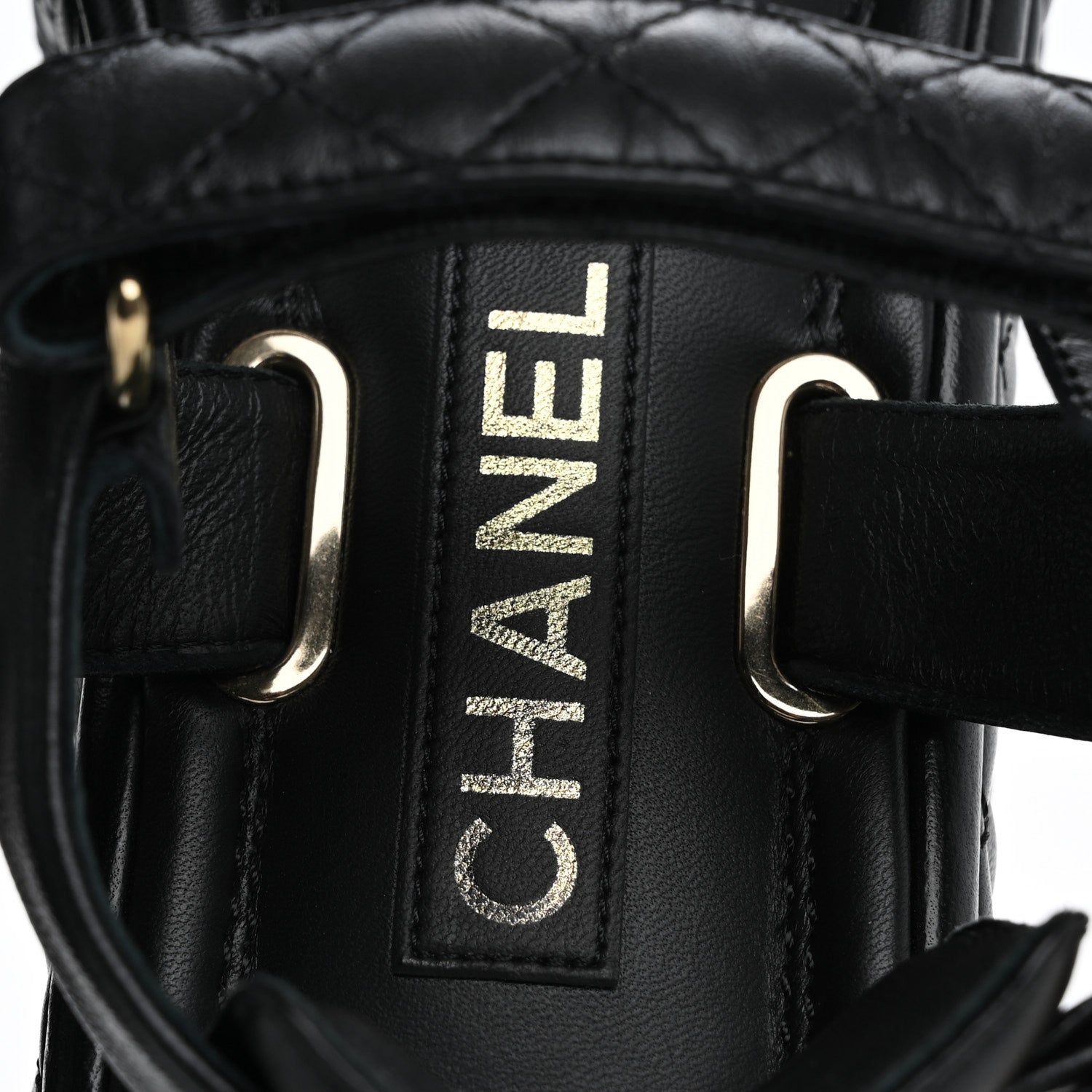 Chanel Lambskin Quilted Platform Sandals 37 Black 7 of 14