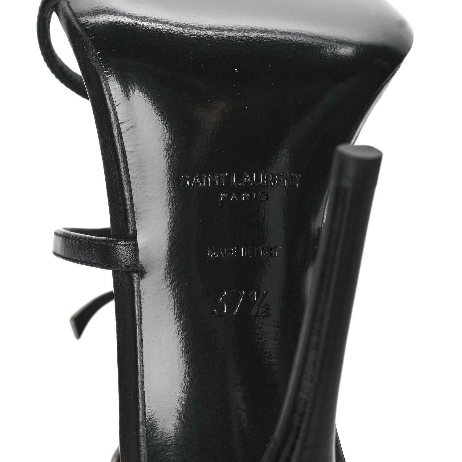 Saint Laurent Calfskin Cassandra 110 Sandals 37.5 Black 6 of 9