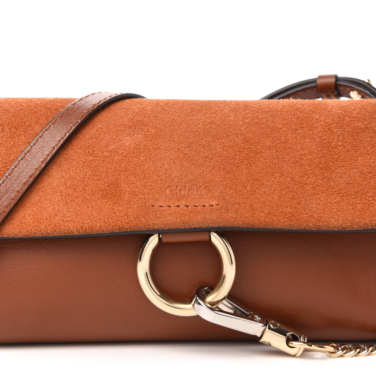Chloe Suede Calfskin Mini Faye Shoulder Bag Tobacco 12 of 12