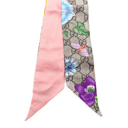 Gucci Silk Twill GG Monogram Special Flory Neck Bow Scarf Beige Pink 2 of 3
