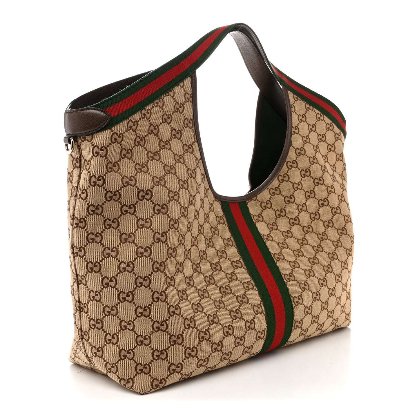 GG Monogram Web Large Giglio Tote Beige Brown