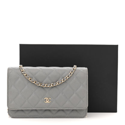 Chanel Caviar Quilted Wallet on Chain WOC Grey 12 of 12