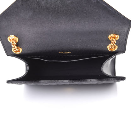 Saint Laurent Grain De Poudre Textured Mixed Matelasse Triquilt Medium Monogram Satchel Black 6 of 6