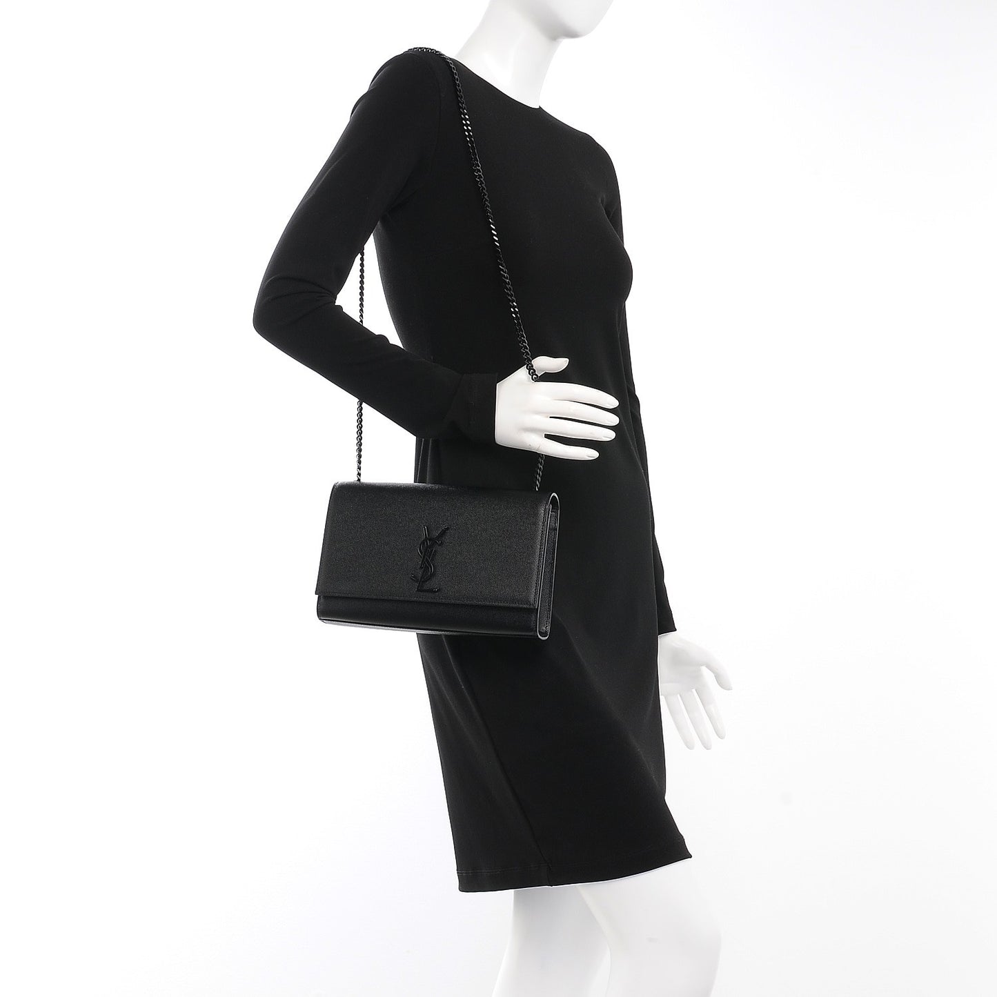 Grain De Poudre Medium Classic Monogram Kate Satchel Black