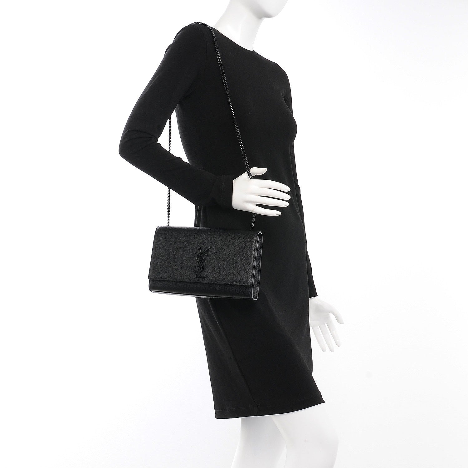 Saint Laurent Grain De Poudre Medium Classic Monogram Kate Satchel Black 2 of 6