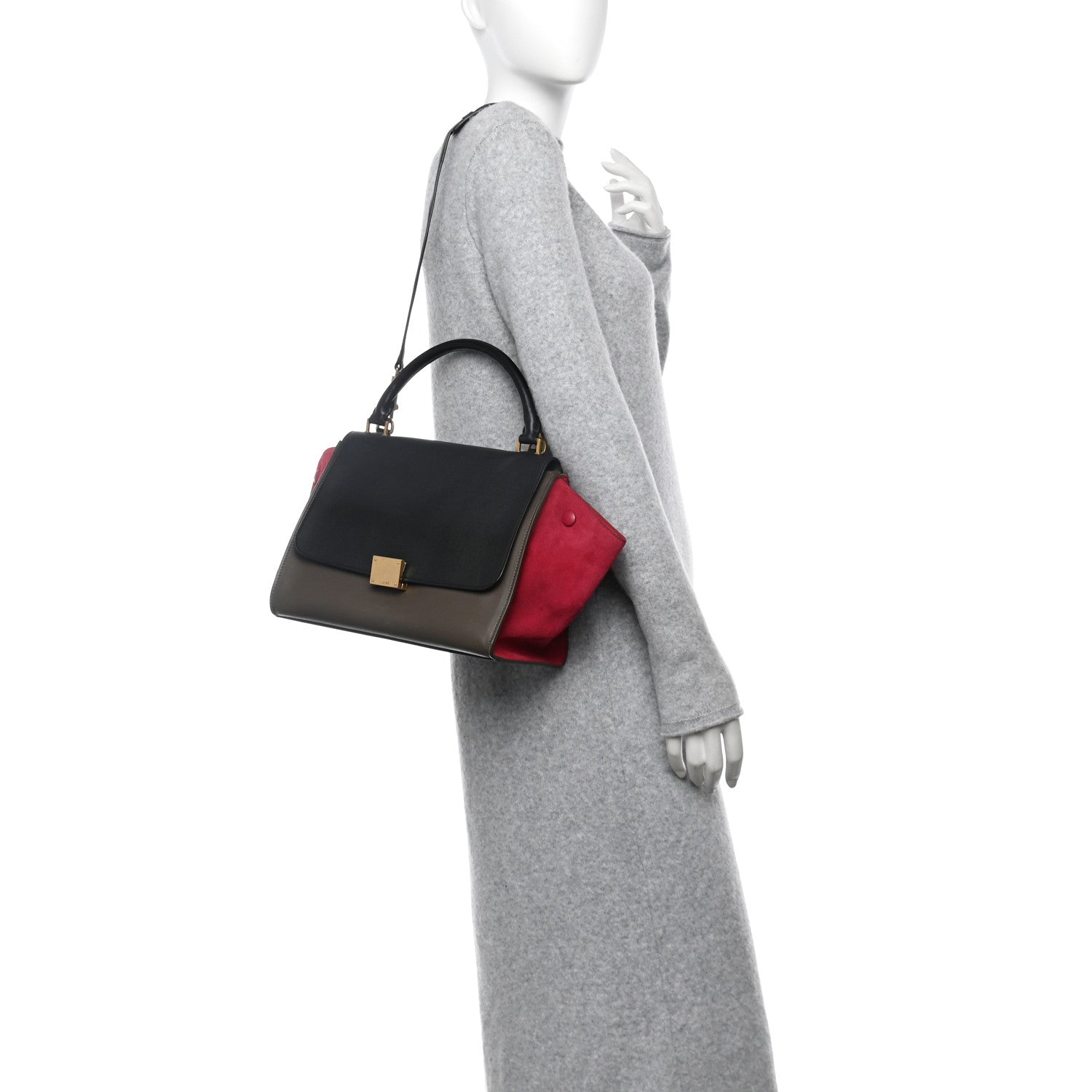 Celine Smooth Calfskin Suede Small Tri-Color Trapeze Pink 2 of 12