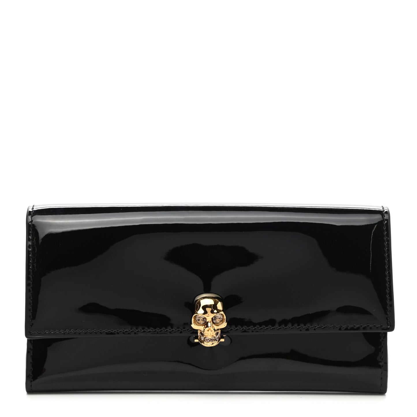 Patent Skull Continental Wallet Black