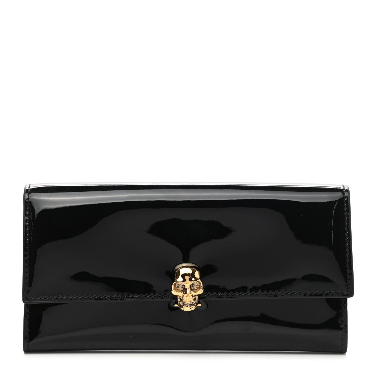 Alexander McQueen Patent Skull Continental Wallet Black 1 of 10